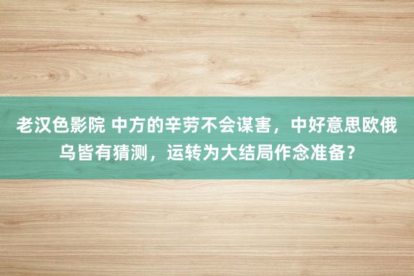 老汉色影院 中方的辛劳不会谋害，中好意思欧俄乌皆有猜测，运转为大结局作念准备？