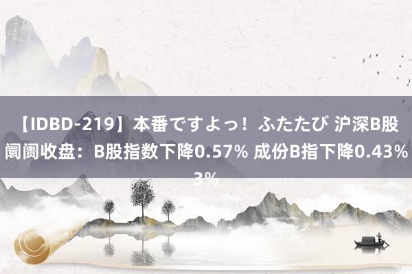 【IDBD-219】本番ですよっ！ふたたび 沪深B股阛阓收盘：B股指数下降0.57% 成份B指下降0.43%