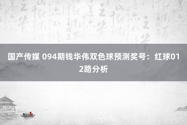 国产传媒 094期钱华伟双色球预测奖号：红球012路分析