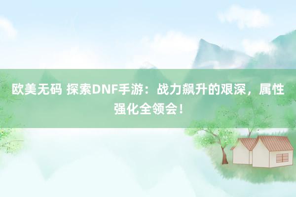 欧美无码 探索DNF手游：战力飙升的艰深，属性强化全领会！