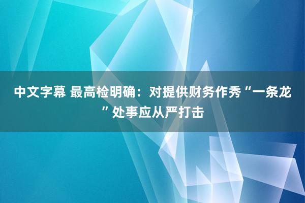 中文字幕 最高检明确：对提供财务作秀“一条龙”处事应从严打击