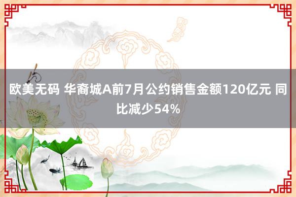 欧美无码 华裔城A前7月公约销售金额120亿元 同比减少54%