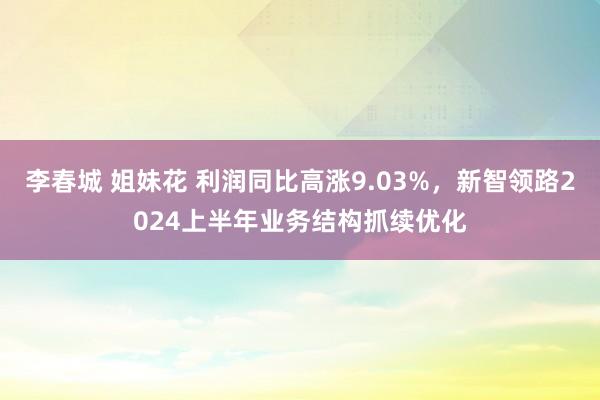 李春城 姐妹花 利润同比高涨9.03%，新智领路2024上半年业务结构抓续优化